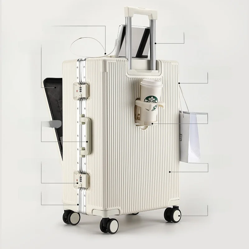 

Multifunctional Large Capaci Aluminum Frame Lage Bag 20 Inch Carry-On Suitcase for Travel Women Faion Trend