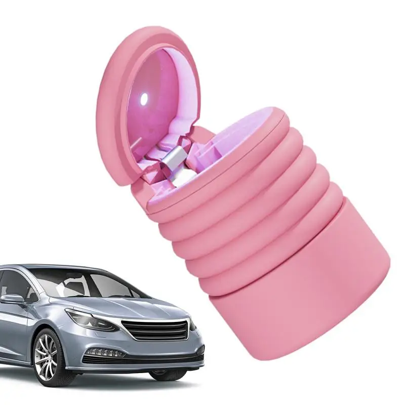 

Car Garbage Can New Car Ashtray Garbage Coin Storage CupLarge-capacity car-mounted folding silicone creative storage bucket