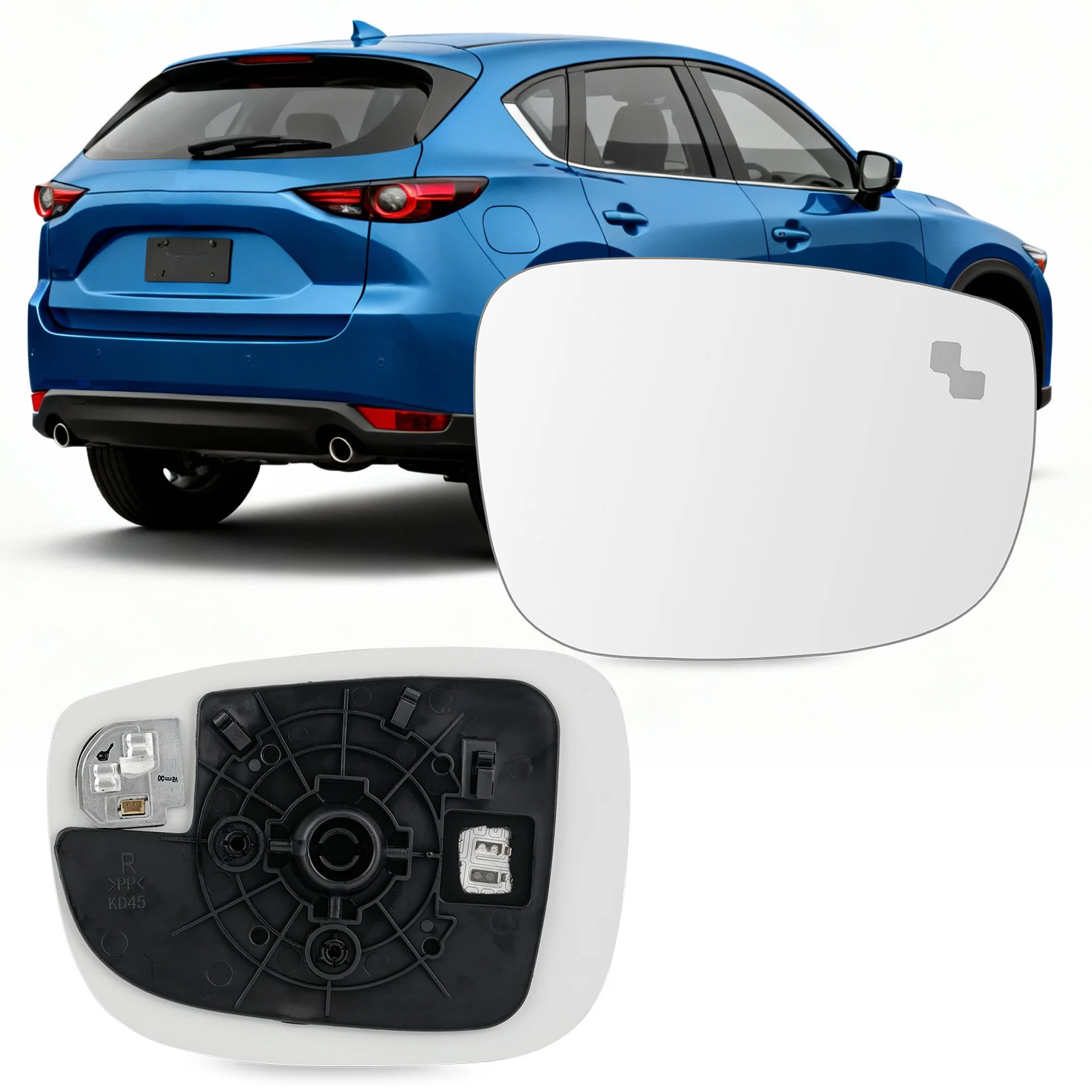 Heating Side Mirror Glass Clear Lens Door Wing Rear View Mirror with Blind Spot for Mazda CX-5 CX-9 2017 2018 2019 2020-2023