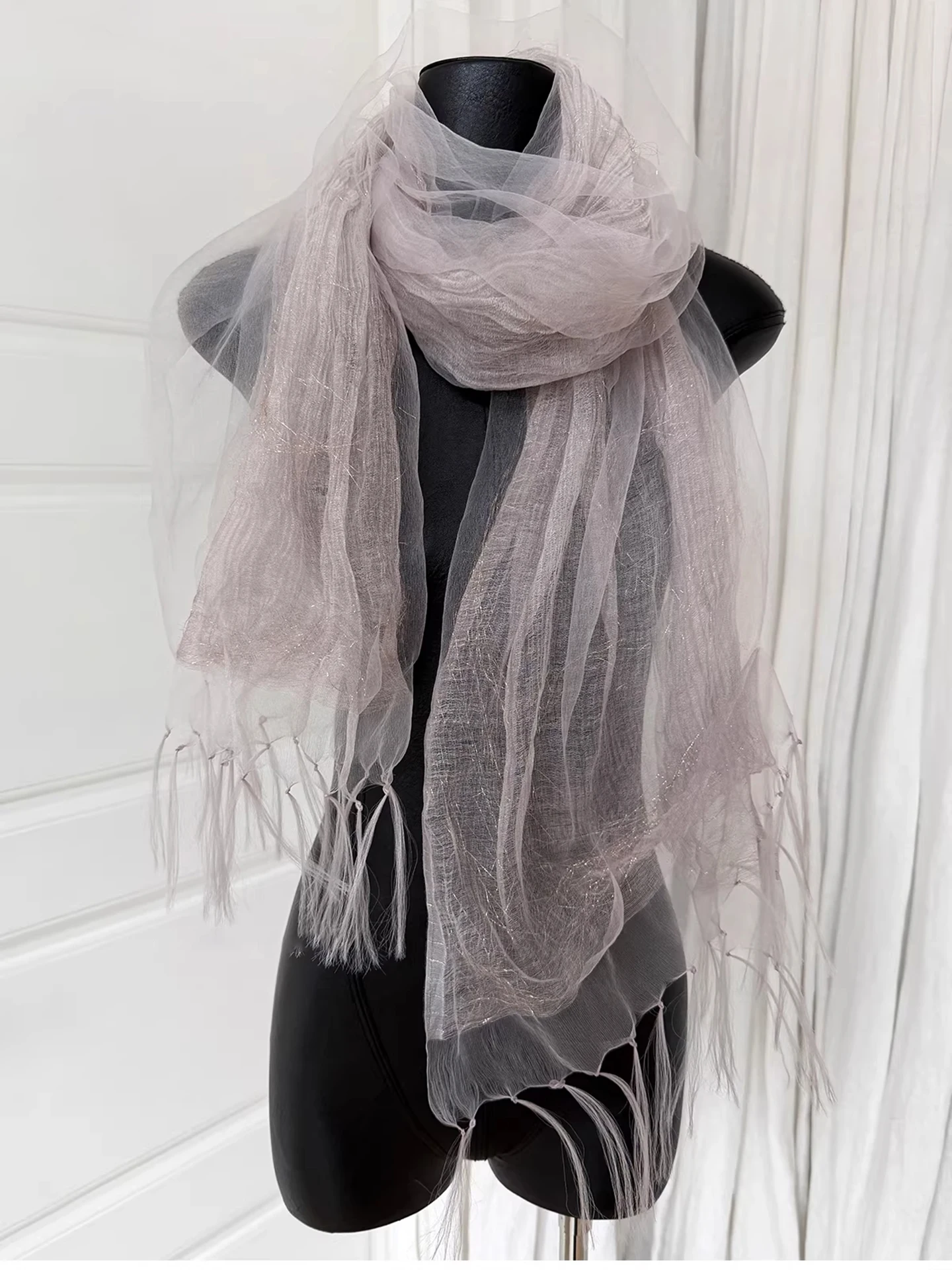 japanese-style-pure-color-tassel-scarf-women's-spring-summer-travel-atmosphere-sensation-new-versatile-wasteland-style-shawl