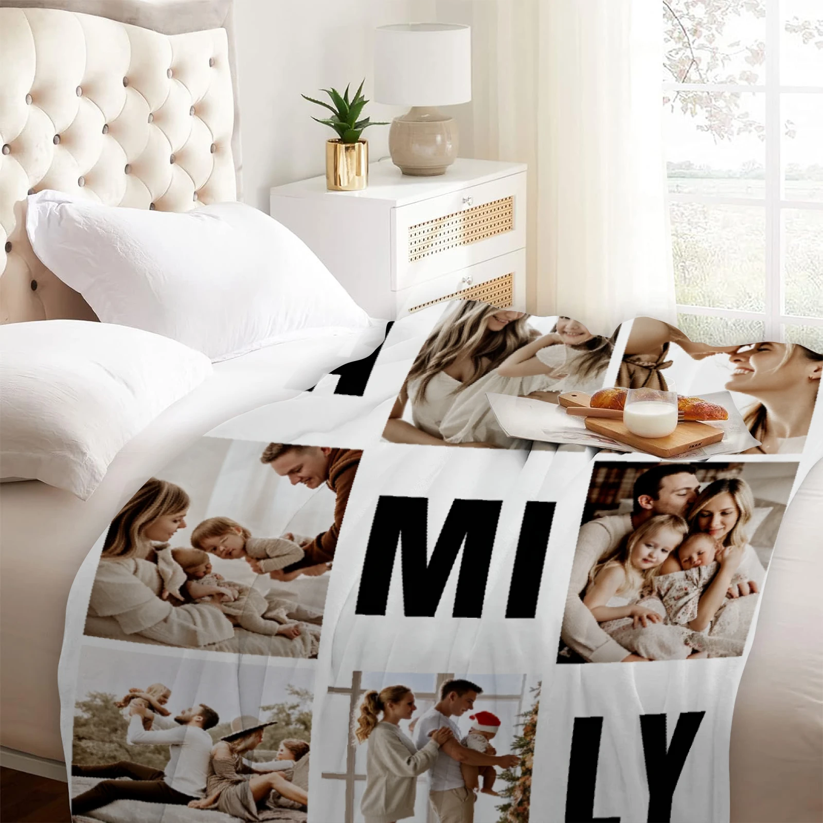 Custom Photo Flannel Blanket - Personalized Image Print, Soft & Cozy for All Seasons, Perfect Gift for Family & Friends