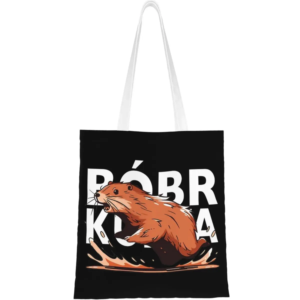 Bobr Kurwa Meme Funny Beaver Lovers Canvas Tote Bag Fashion Large Capacity Grocery Bag for Unisex Cute Bober Shopping Bags