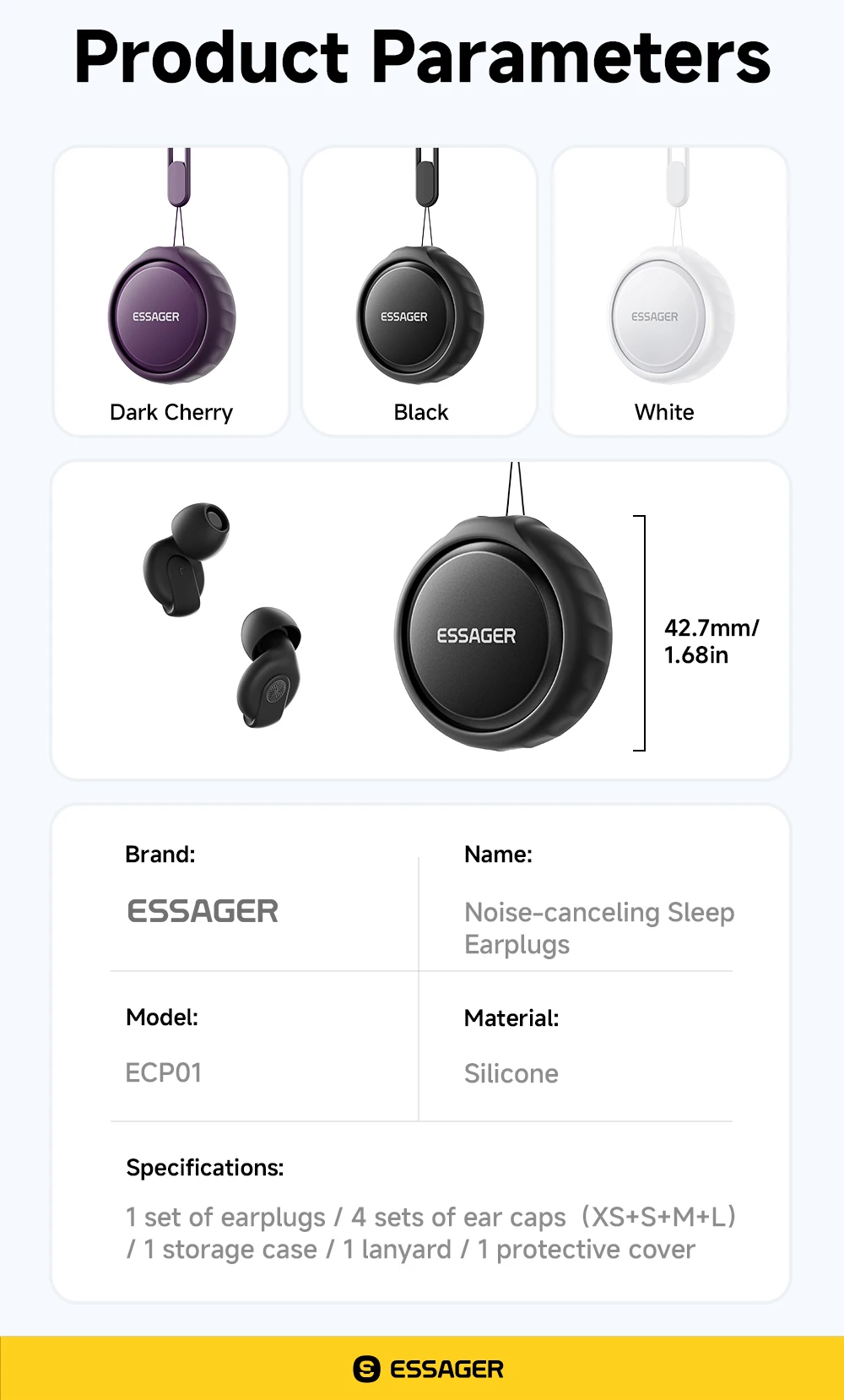 Essager Silicone EarPlugs for Sleeping Noise Cancelling Reusable Ear Plug Hearing Protection Ear Plugs for Study Work Sleep