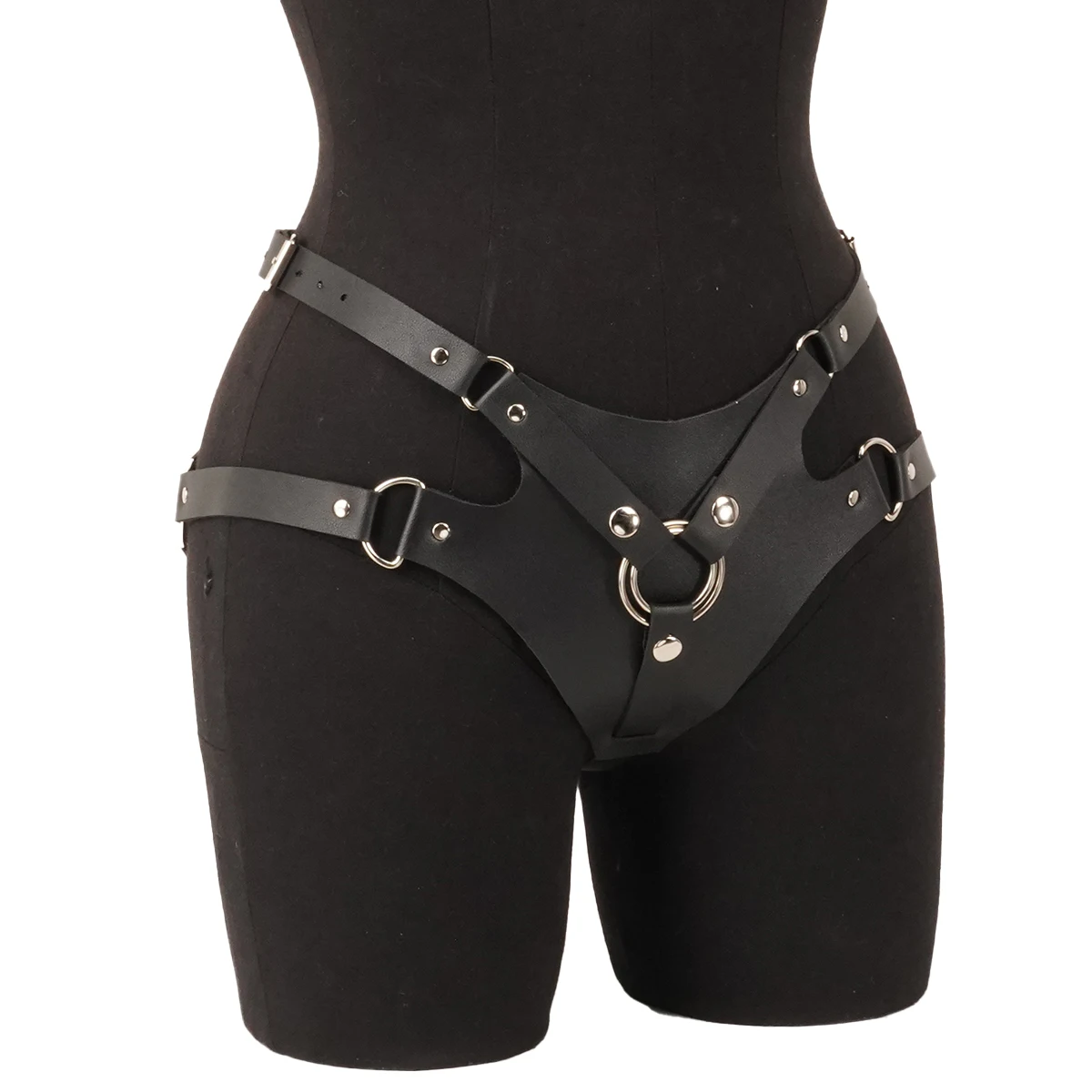 Women Sexy Belt Gothic  Leg Harness Pu Leather Studded Decor Harness Adjustable Fetish Clothing lingerie Clothing Accessories