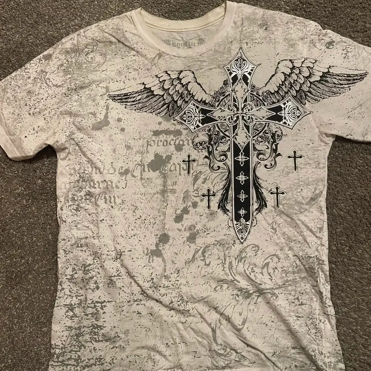 Trendy Wing Rivet Print Short-sleeve T-shirt Loose Fit Casual Streetwear Unisex Fashion Top