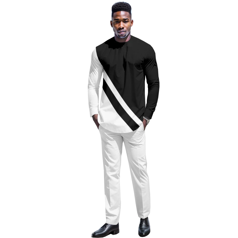 DBQ African Men Clothing Dashiki Shirt and Pant Two Piece Suit Traditional Long Sleeve Outfits 41060