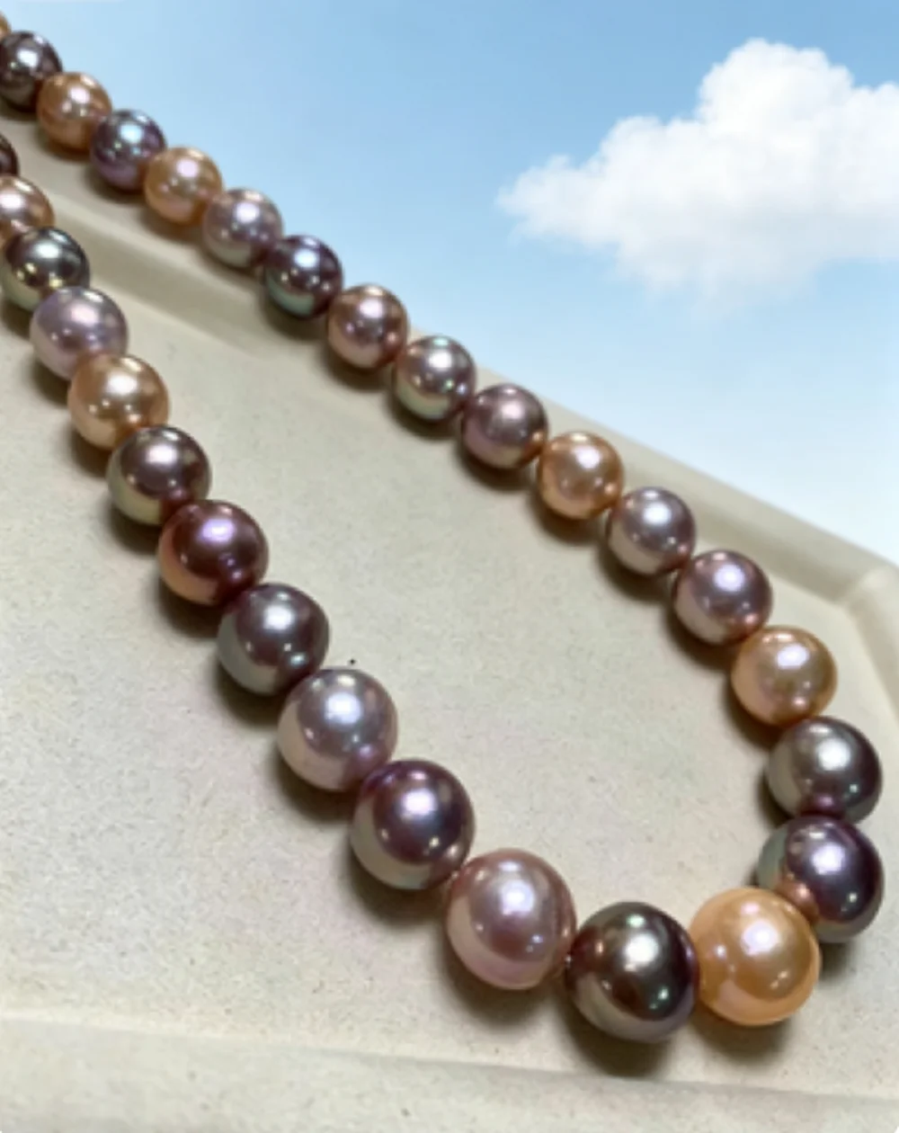 

Gorgeous Necklace AAAA 11-13mm Natural South Sea Candy Color Mixed Pearl Necklace 18in * 925s