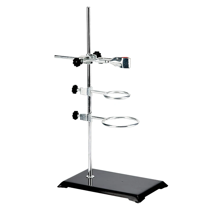 Laboratory Stands Support Set Steel Lab Stand Set with Cast Iron Base Rod 16" L with Burette Clamp and Flask Ring Clamps