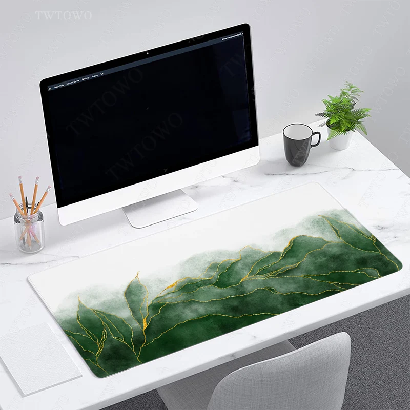 Tropical Green Palm Leaves Mouse Pad Gamer XL HD Large Mousepad XXL Keyboard Pad Desk Mats Non-Slip Office Computer Mouse Mat