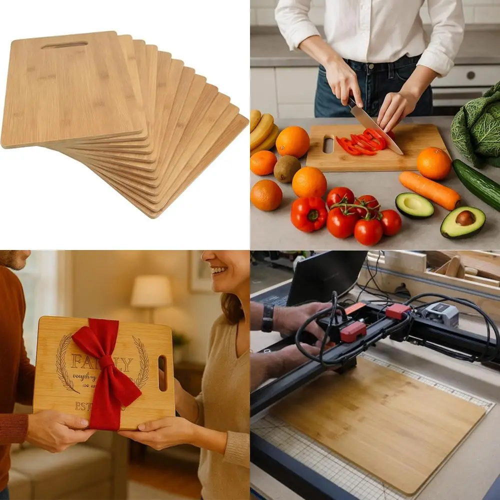 

Wholesale Set of 12 Bamboo Trays - 12x9 for Serving, Snacks, Cheese Boards, Engraving, and Decor