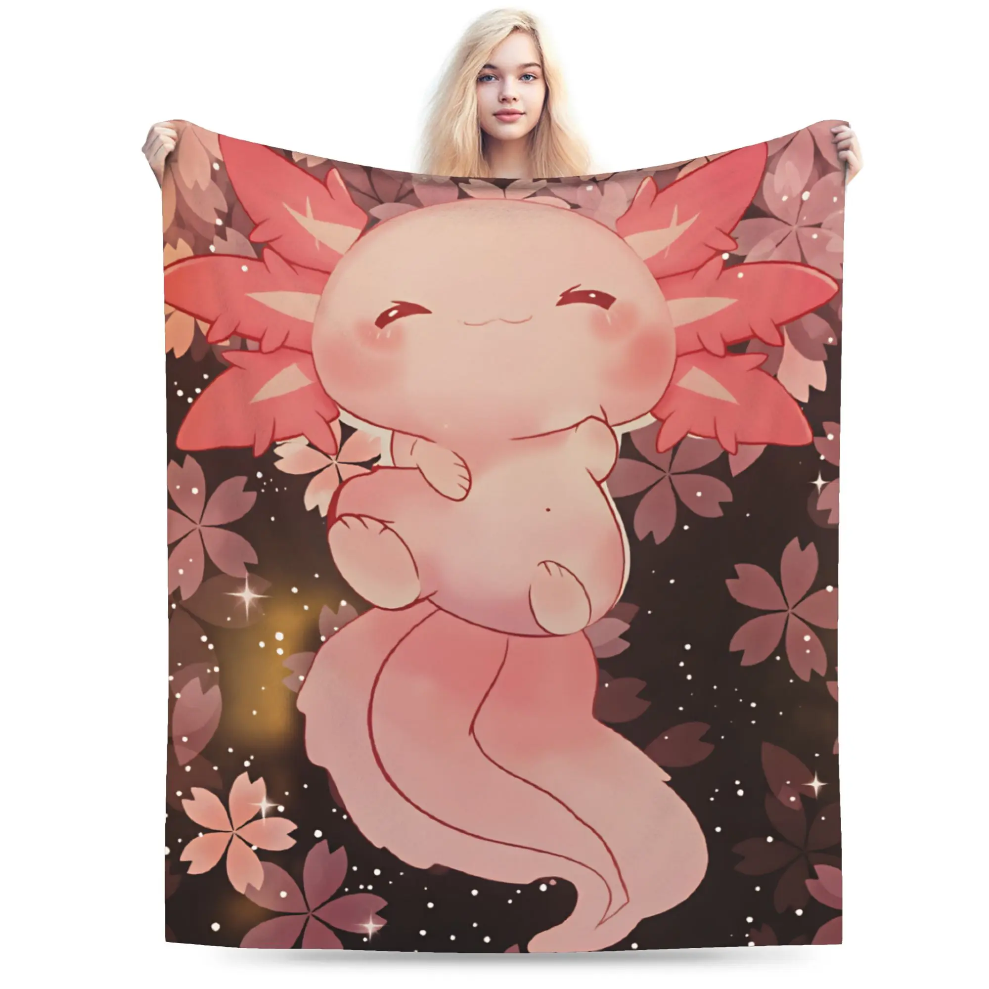 Cute Axolotl  Blanket Quality Super Warm  Throw Blanket Winter Child Outdoor Novelty Bedspread