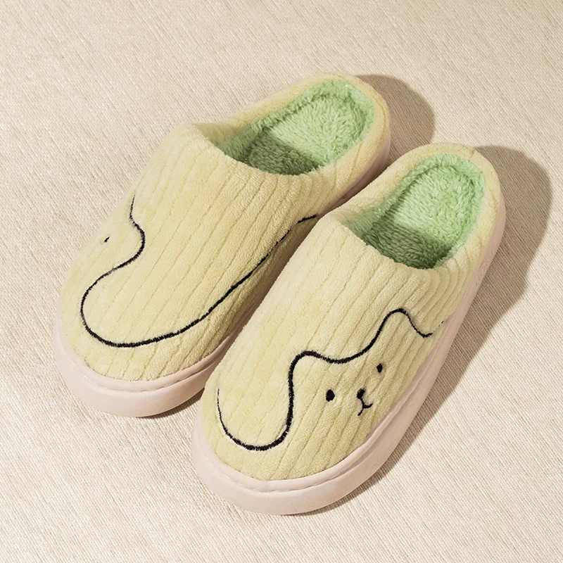 New Cute Bear Pattern Home Slippers Soft Plush Cozy House Slippers Anti-skid Slip-on Shoes Indoor Couples Winter Cotton Shoes