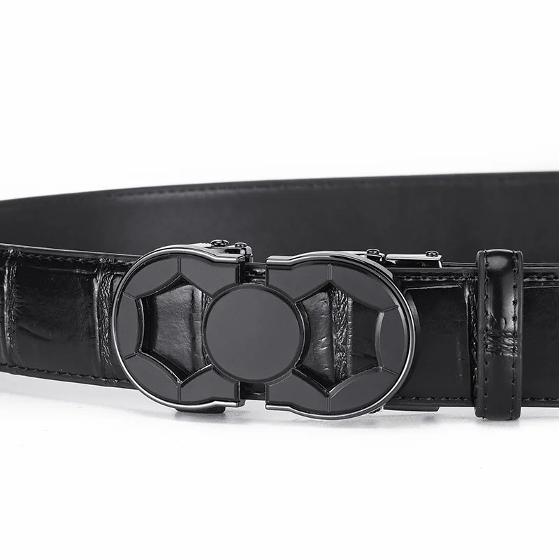 Genuine Leather Automatic Buckle Men's Belt, High-end Business Belt, Men's Style, Thick and Durable