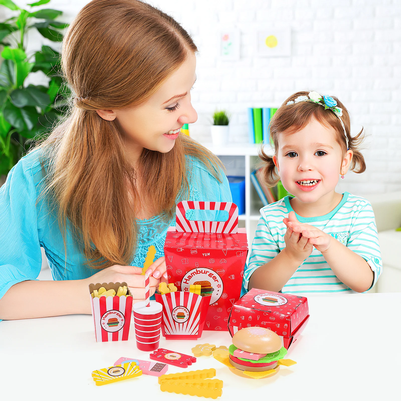 

1Set Kids Food Cooking Role Play Set Colorful Simulation Fast Food Playing House Set Parent Child Interactive Gift