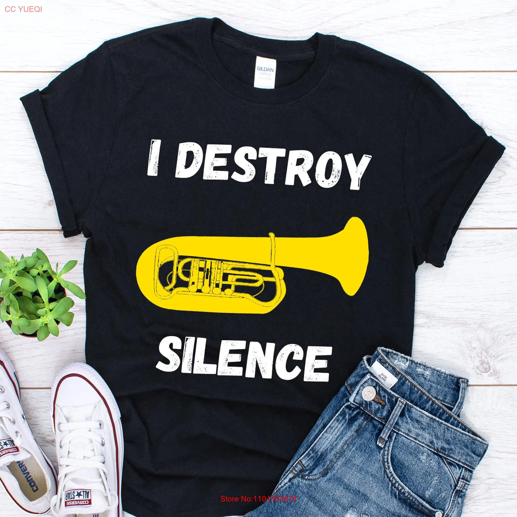 Tuba T Shirt I Destroy Silence Funny TubaisT Music InstrumenT Player Musician  long or short sleeves