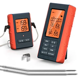 Wireless Meat Food Thermometer Dual Probe Wireless Digital Kitchen Cooking Thermometer for Oven Grill Steak Turkey Smoker