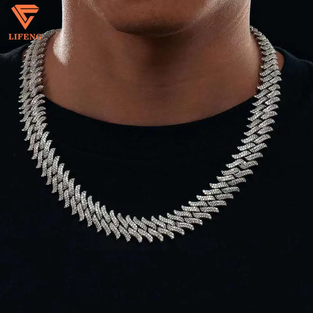 Collar de moissanita chapado en oro de 18k para hombre, cadena de plata 925 para aficionado al hip hop, buen precio