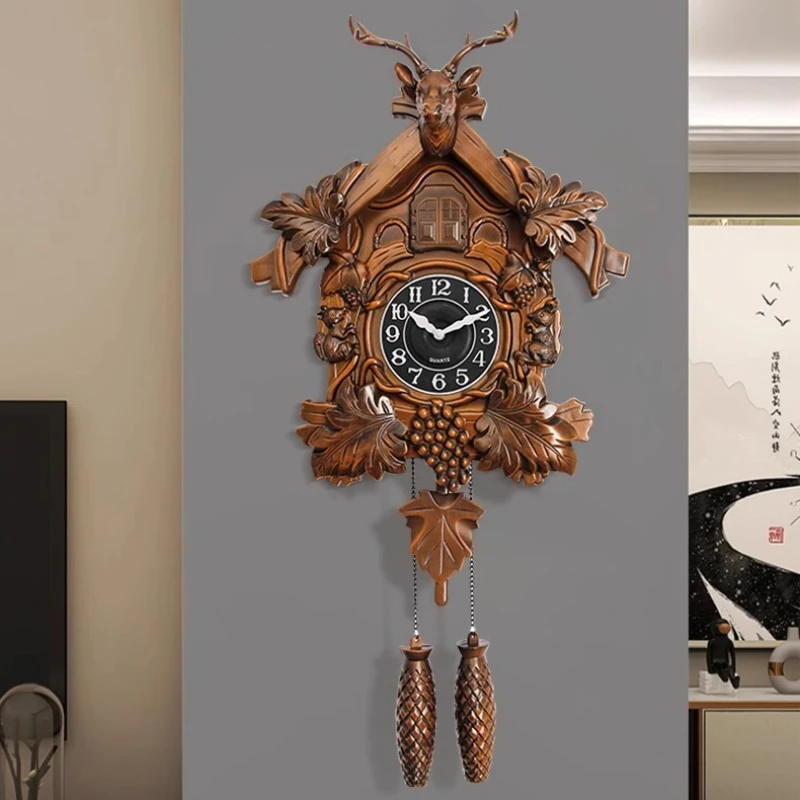 

Wall Clock Aesthetic Cuckoo Clocks Retro Wall Watch Decorative Watches Luxury Living Room Ornaments Elegant Home Decoration