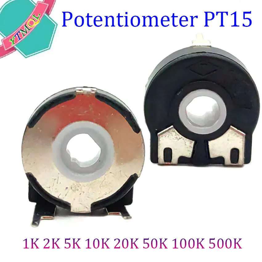 5pcs PT15 Adjustable Resistor 1K 2K 5K 10K 20K 50K 100K 500K Elliptical Hole Horizontal Potentiometer