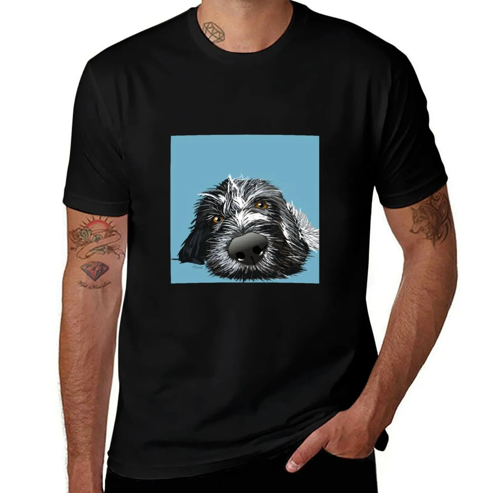 

German Wirehaired Pointer T-Shirt cotton tshirt 100% funny t shirts man T-Shirt