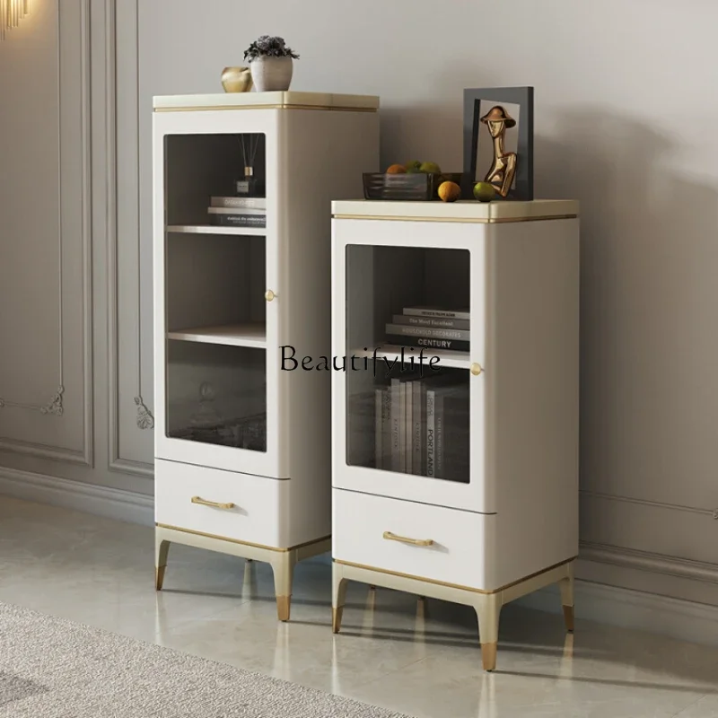 

FG10Light Luxury Floor Cabinet Modern Simple Small Apartment Living Room TV Storage Side Cabinet Solid Wood