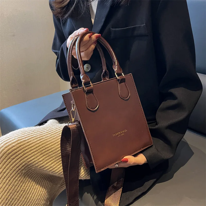 2023 Trendy Women Handbags All-Match Vintage PU Leather Messenger Bags Texture Fashion Ladies Shoulder Bag