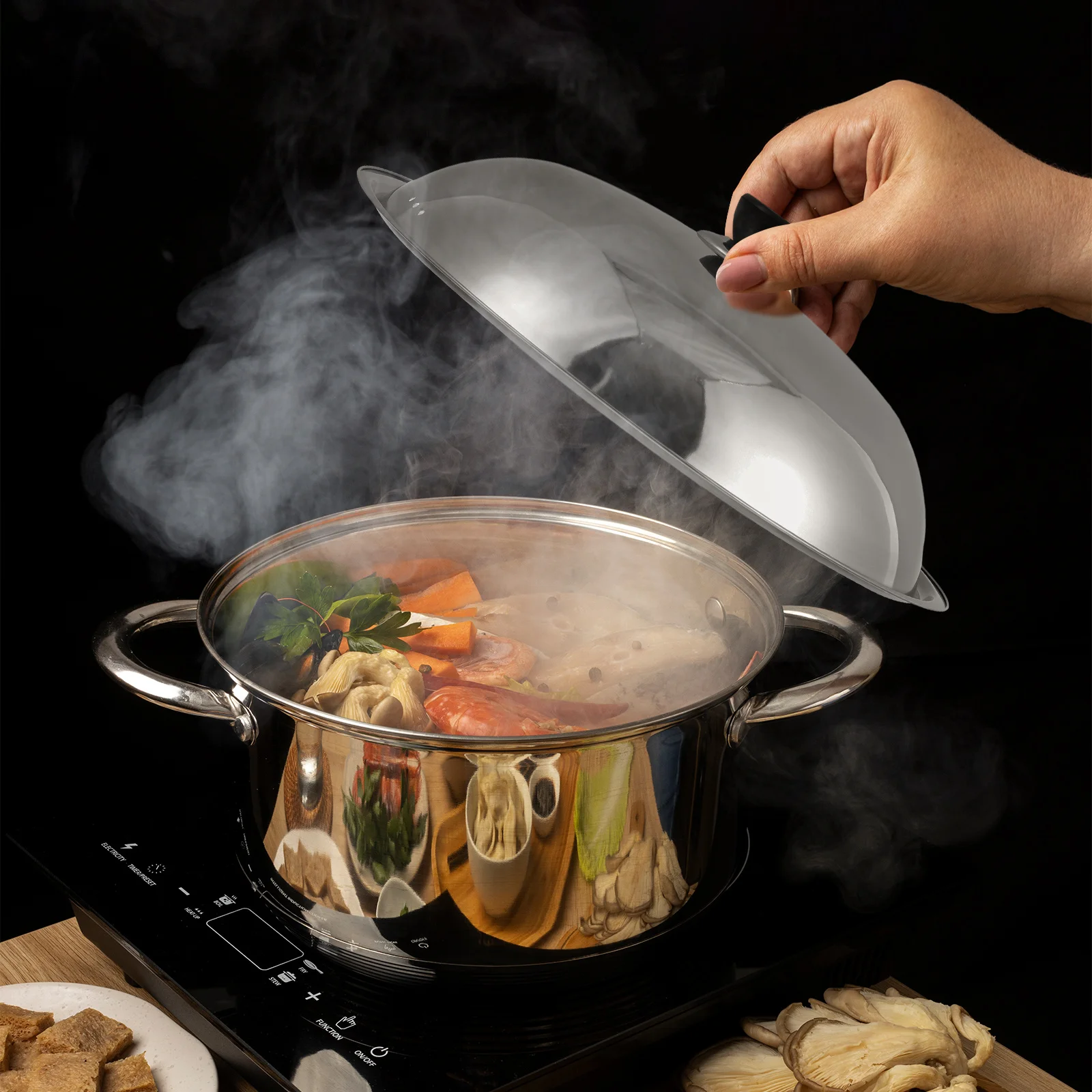 

Stainless Steel Pot Lid 36Cm Round Anti Oil Splashing Cover Heat Resistant Cookware Replacement For Pots Pans Kitchen Cooking