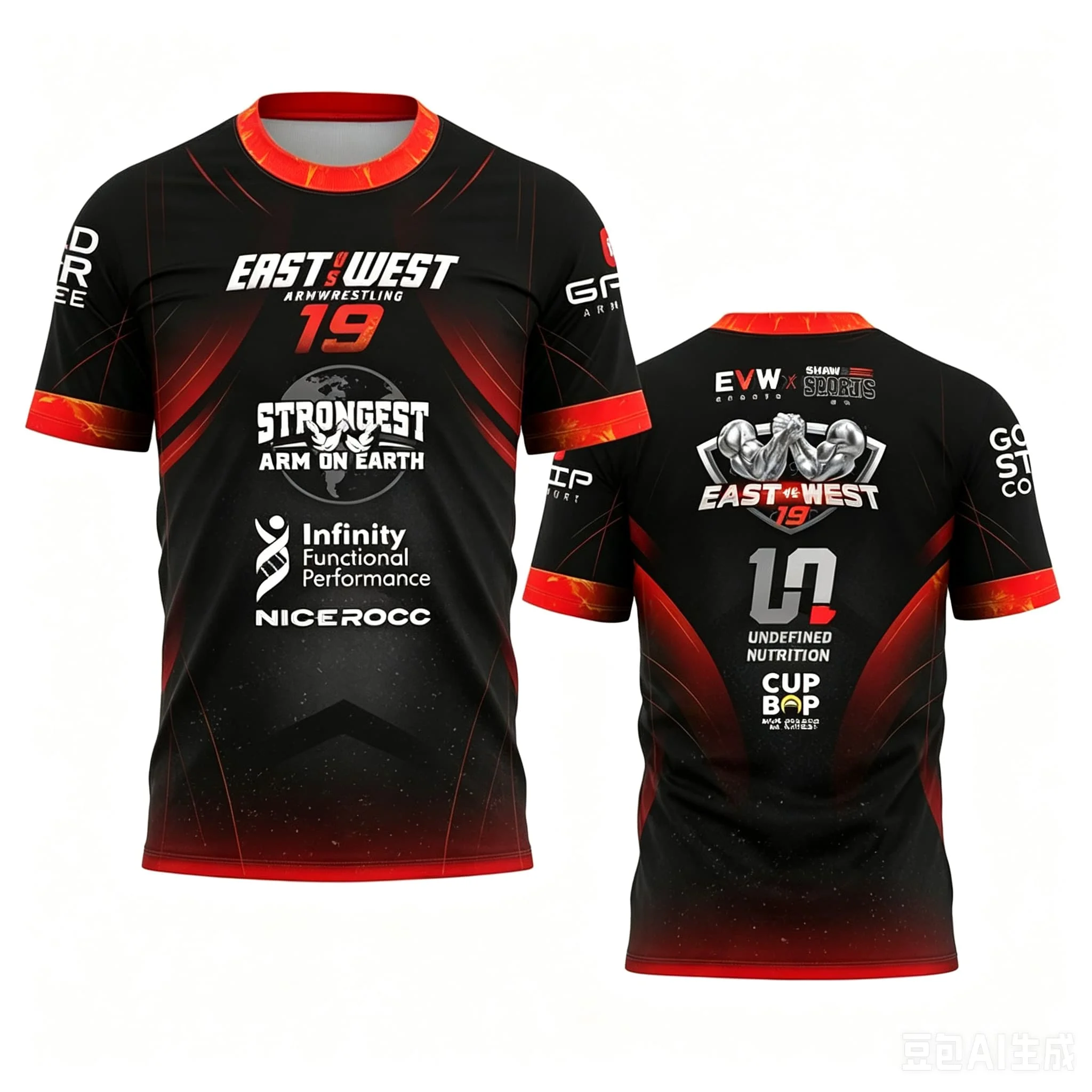 The East Vs West Series 24 Armdrücken T-Shirt Atlantic City Sporttrikot Herren Schnelltrocknend Fitness Gym T-Shirt Familien-Set – Detail 6