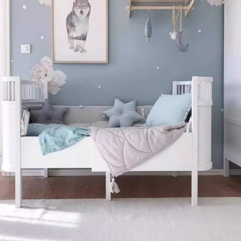 Modern Wood Baby Bed Frame Simple Comferter Loft Bed Villa White Cama Infantil Luxury Bedroom Set Furniture