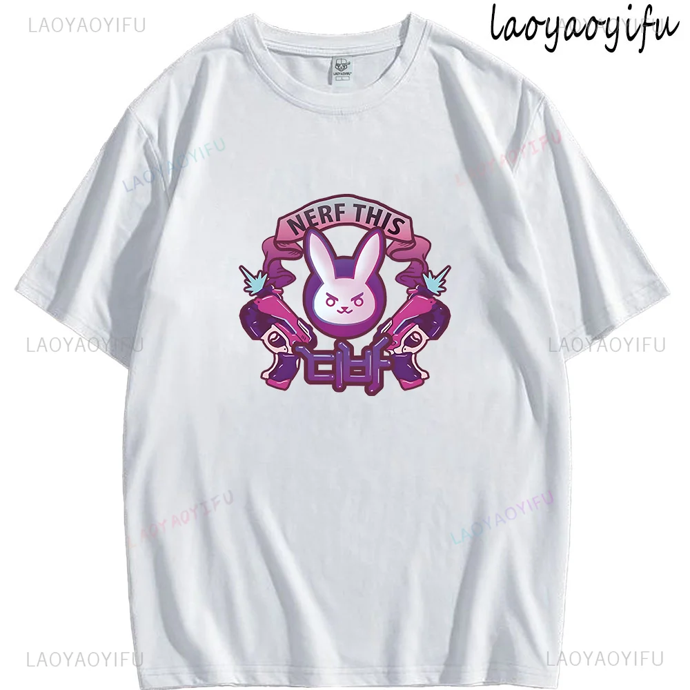 Nerf This Dva Rabbit Print Tops Women T Shirt Kawaii Clothes Lovely Cartoon Harajuku Graphic T Shirts Ropa Mujer Cotton Tee