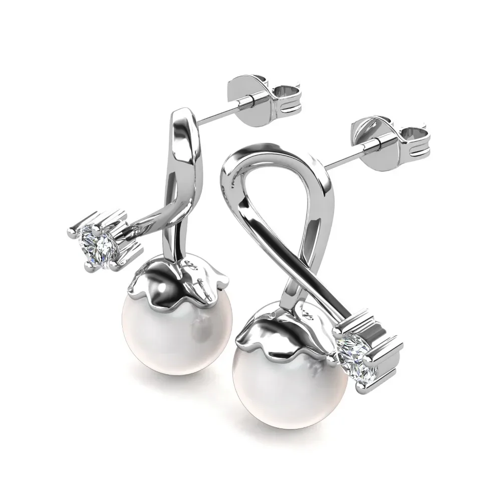 

CLYSSIA 925 Sterling Silver Moissanite Earrings Inlaid with Pearls Elegant Fine Jewelry for Women Birthday Wedding Party Gifts