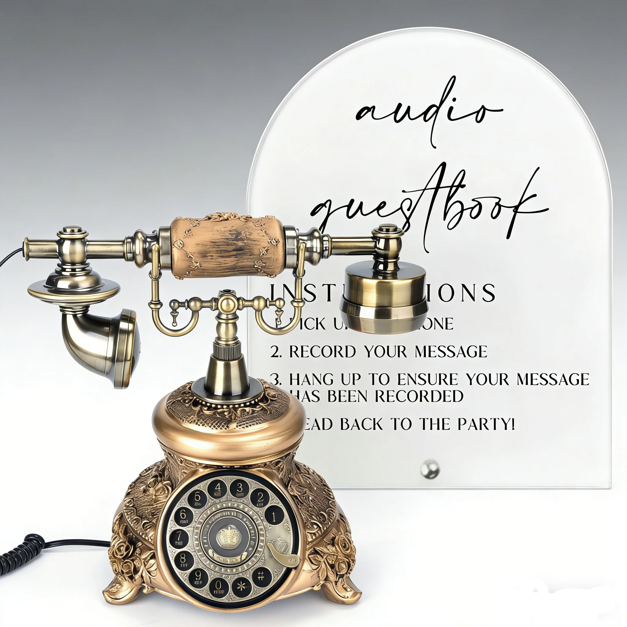 Retro style 32GB audio guestbook, 1080P resolution, wedding party birthday wishes guestbook USB connection to PC, Gift acry logo