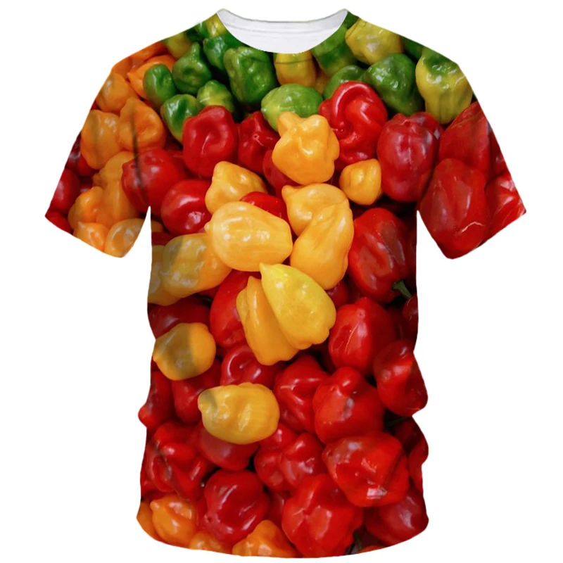 New Hip Hop Pepper 3d Printed Summer Men's T-Shirt Funny Chef Work Clothes Trend Loose Comfortable Creative Top Short Sleeve