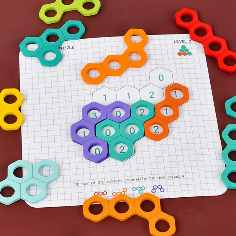 

Matching Game Montessori Toys Jigsaw Puzzles Hexagon Number Puzzles Educational Wooden Learning Activity Toy for preschool kids