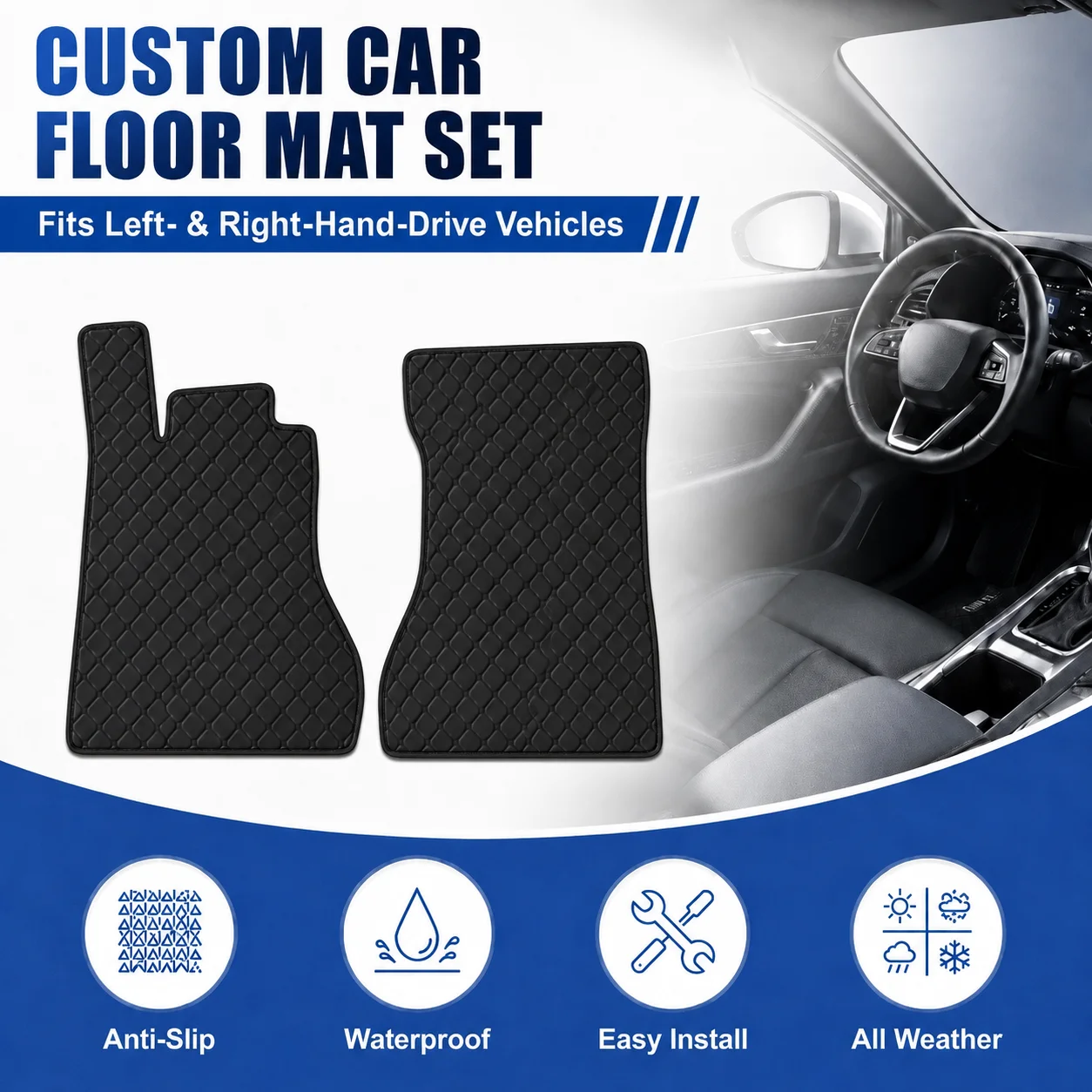 Customized Car Floor Mats for Mercedes-Benz SL R231 Convertible 2012-2020 All-Weather Flat Floor Liners Car Auto Accessories