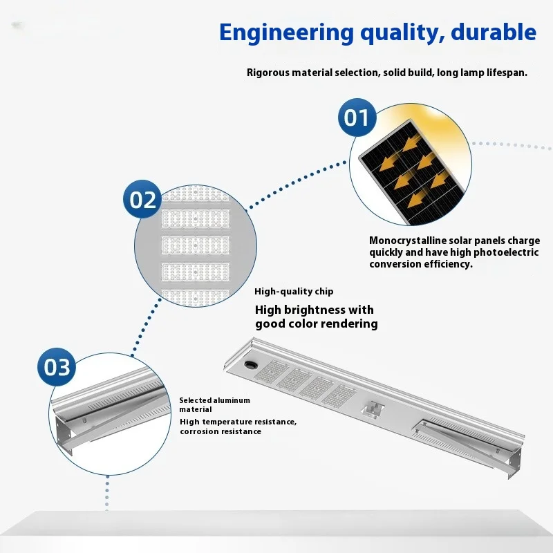 Lumière solaire extérieure intégrée lampadaire solaire LED PWM lumière contrôlée Induction 40-200W panneau solaire photovoltaïque charge