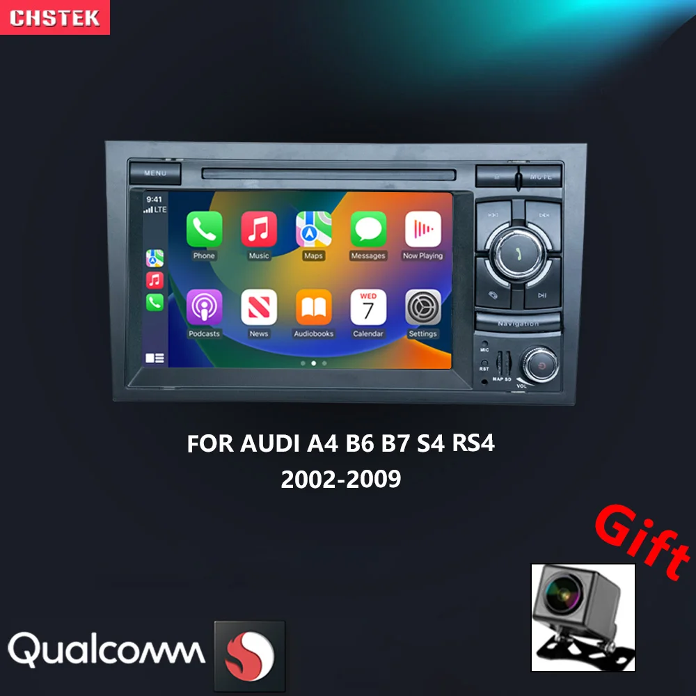 CHSTEK Car Radio Android 13 Carplay For Audi A4 B6 B7 S4 RS4 Seat Exeo 2002-2012 Multimedia Bluetooth Navigation WIFI 4G Stereo