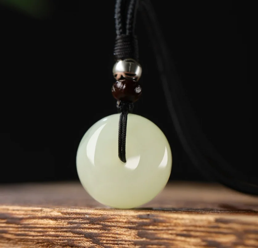 

Fine Jewelry Natural Hetian Nephrite Jade Ping An Buckle Pendant for Women