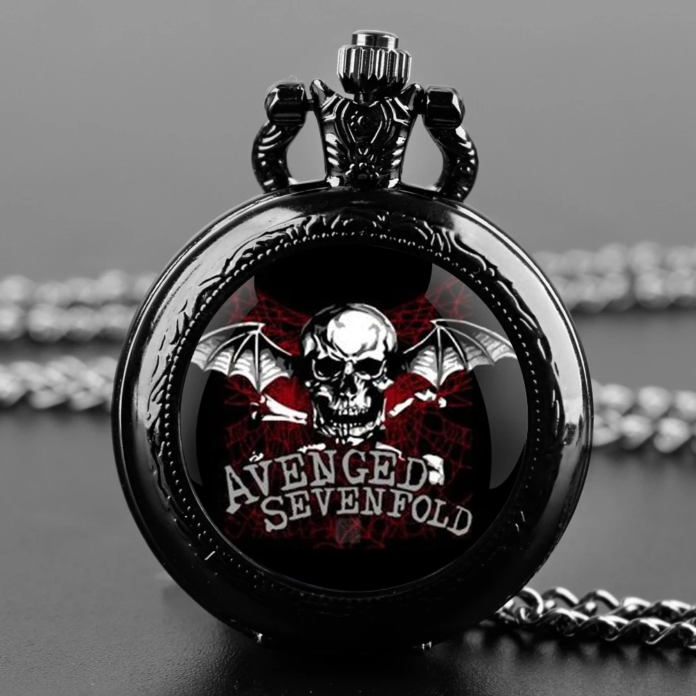 Avenged Sevenfold Design Стеклянный купол Кварцевые карманные часы Ожерелье Мужчины Женщины Уникальные ювелирные изделия Подвеска Аксессуары на день рождения Подарок