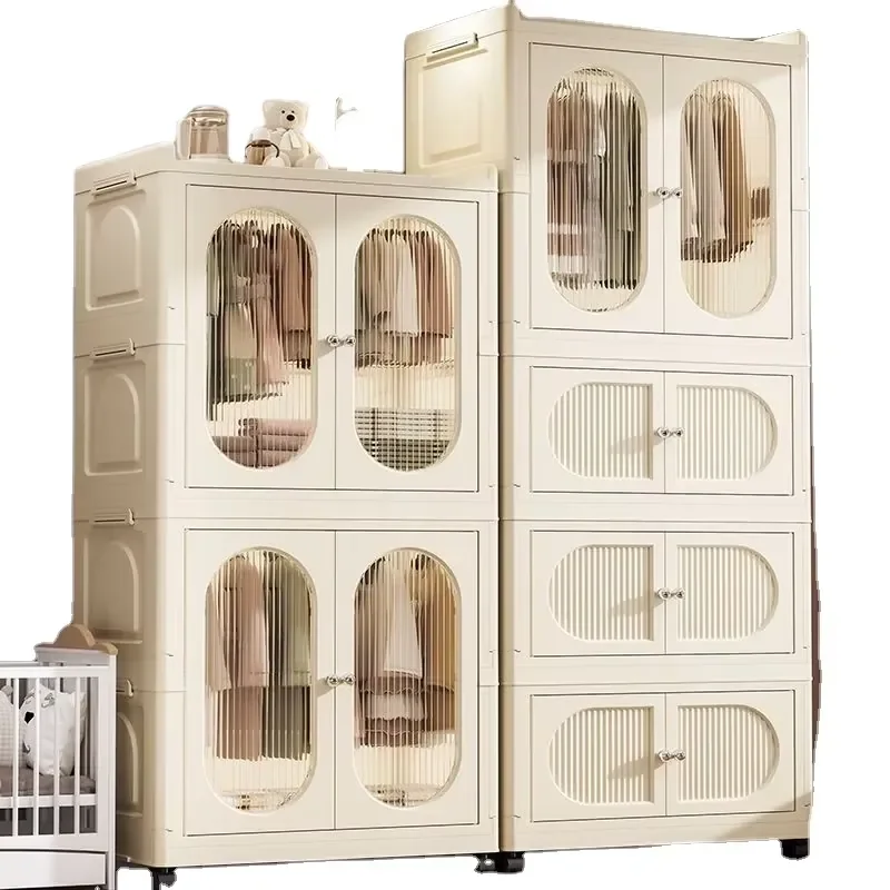 Extra-large Size Plastic Folding Wardrobe for Baby Clothes, Children's Toys, and Bedroom Closet.