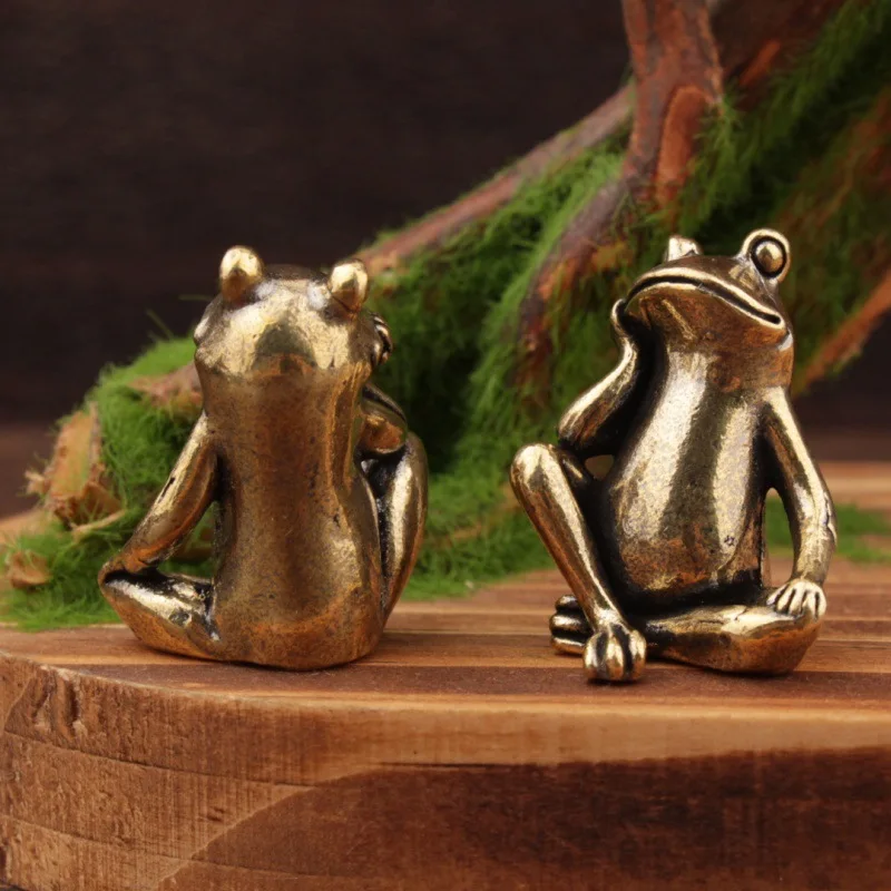 1/2pcs Frog at the bottom of the well retro thinking little frog ornament old hand play piece tea pet