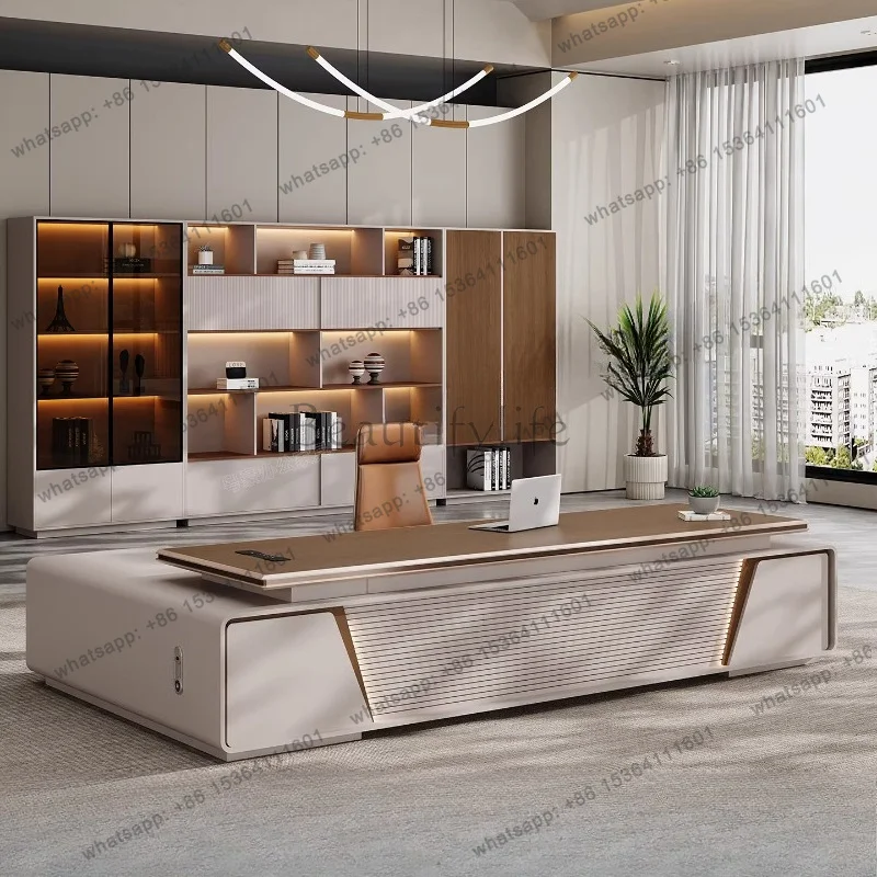 FG Multifunctional European Office Desk Aesthetic Nordic Modern Minimalist Office Desk Computer Display Tavolino Home Furniture
