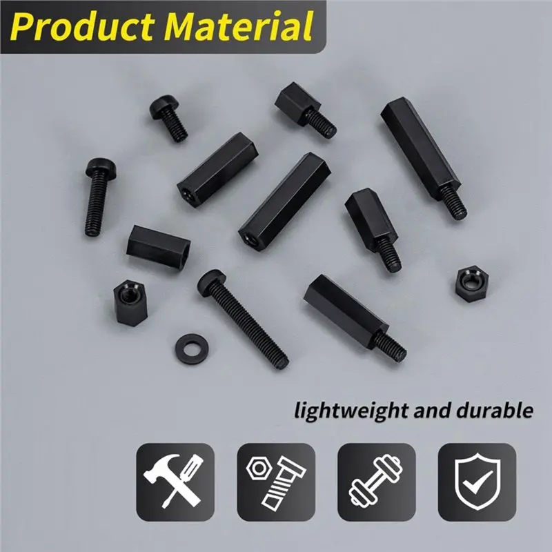ABNL M3 Black Nylon Standoff Kit 580 PCS Including Spacers, Screws, Nuts-Motherboard& PCB Mounting Fasteners