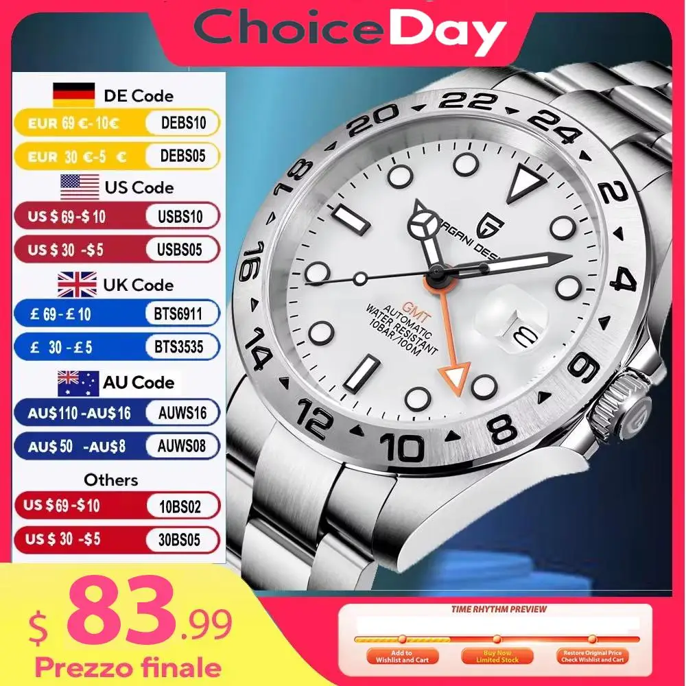 

PAGANI DESIGN Explorer 2 Homage Наручные часы Автоматические механические часы с сапфировым стеклом Водонепроницаемые часы из нержавеющей стали для мужчин PD1682