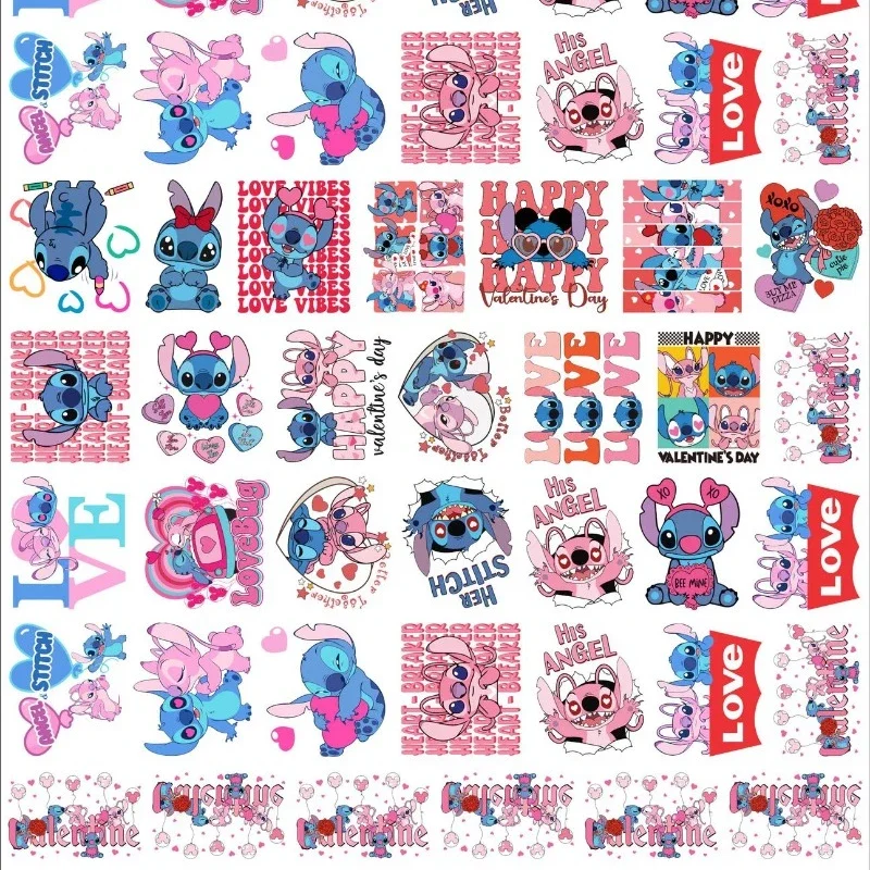 Cute Cartoon Disney Lilo and Stitch Love Confession Stitch Angel Printed Double-sided Acrylic Sheet Handmade Jewelry Accessories