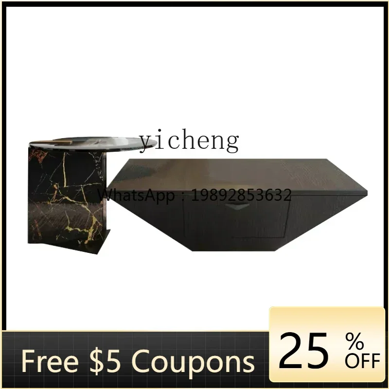 U8 minimalist square coffee table living room household light luxury high-end inverted triangle smoked wood coffee table