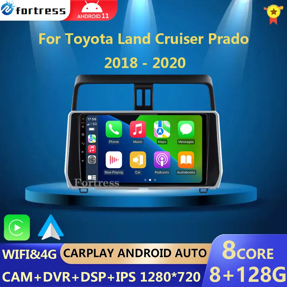 

For Toyota Land Cruiser Prado 150 2018 2019 - 2022 Carplay 360 Camera Auto Android 13Car Radio Multimedia Player GPS Stereo Wifi