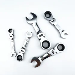 Mini Short Handle Ratchet Wrench With Movable Head Quick Dual-purpose Open End Wrench Hardware Tool Labor-saving Wrench