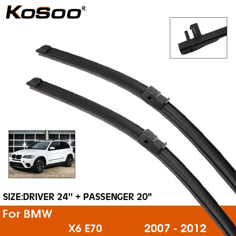 

Car Wiper Blade For BMW X6 E70 2007-2012 Windshield Rubber Silicon Refill Front Window Wiper 24"+20" LHD RHD Auto Accessorie