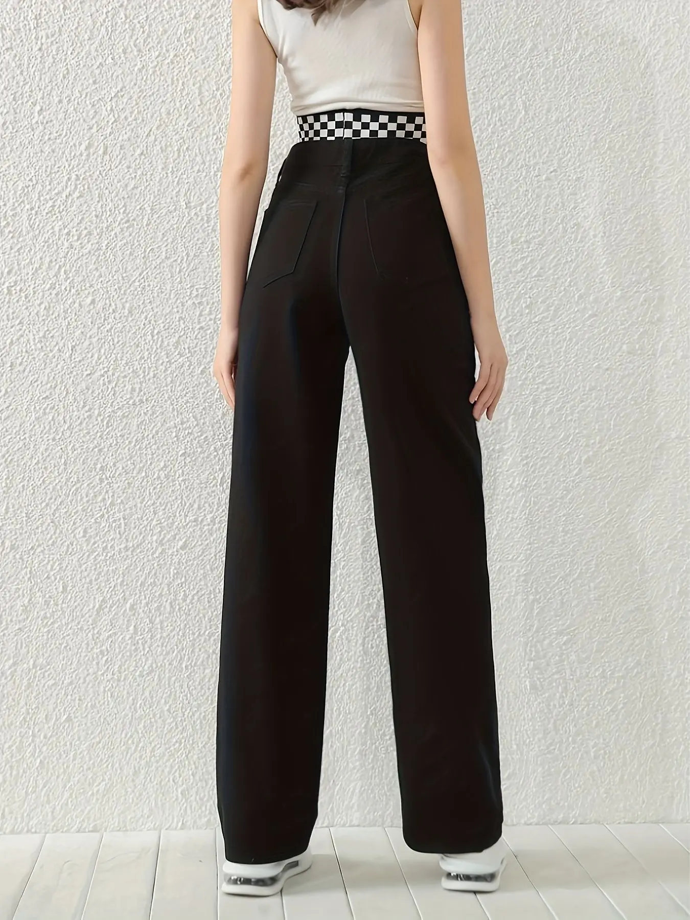 Elegant Women's Diamond Line Design Straight Leg Jeans Slim Fit Casual Denim Trousers Fashion Y2K Style New Arrival